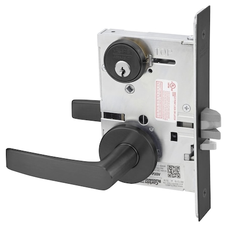 Corbin Russwin Classroom Mortise Lock, AS Lever, A Rose, Black Suede Powder Coat ML2055 ASA BSP